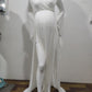 Seindeal Off Shoulder Flare Long Sleeve Double SlitMaxi Maternity Dress for Baby Shower Fall