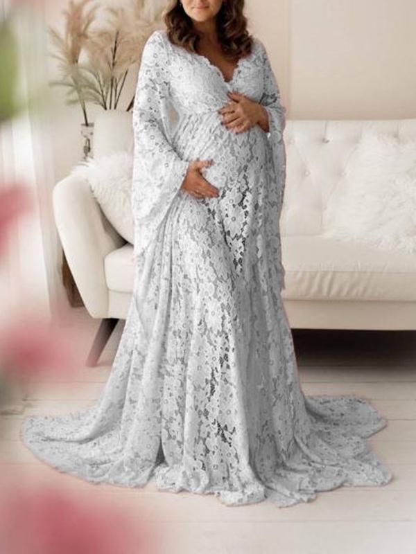 Lace Slit Babyshower Maternity For Wedding Gowns Maxi Dress