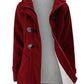 Solid Pockets Buttons Hooded Long Sleeve Plus Size Maternity Padded Coat