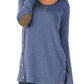 Seindeal Soild Buttons Round Neck Long Sleeve Casual T-Shirt