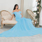 Seindeal Patchwork Off Shoulder Mermaid Baby Shower Maternity Maxi Dress