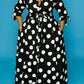 Seindeal Polka Dot Bow Belt Plus Size Turndown Collar Long Sleeve Maxi Dress