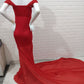 Seindeal Flowy Chiffon Draped Off-shoulder Baby Shower Red Maternity Dresses for Photoshoot