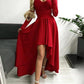 Patchwork Lace Mullet Backless V-Neck Long Sleeve Women Maxi Dresses Elegant Dress Evening Dress