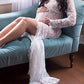 Lace Sheer Front Slit Maternity For Babyshower Maxi Dress