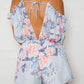 Seindeal Flowers Tie Back Halter One Piece Short Maternity Jumpsuit