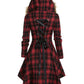 Plaid Fur Hoodie Buttons Long Sleeve Maternity Coat