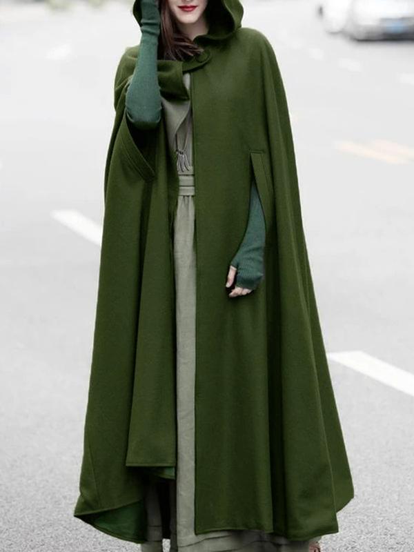 Seindeal Hooded Elegant Floor-length Cloak Poncho Cape Wool Coat Medieval Winter Coat Women Halloween Pregnant