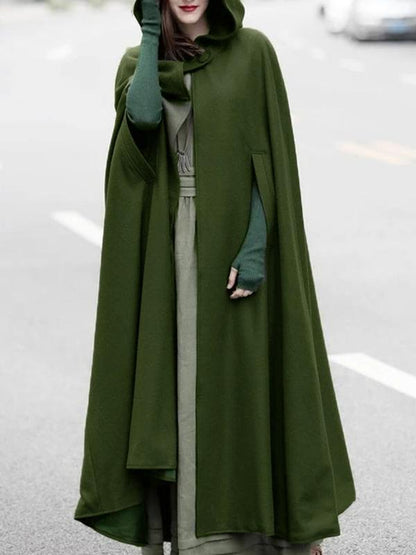 Seindeal Hooded Elegant Floor-length Cloak Poncho Cape Wool Coat Medieval Winter Coat Women Halloween Pregnant