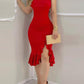Sequin Off Shoulder Side Slit Maternity Party Midi Dress