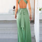 Sage Green Backless Lace Up Elegant Vacation Maxi Dress Party Dress Evening Dress for Wedding Guest