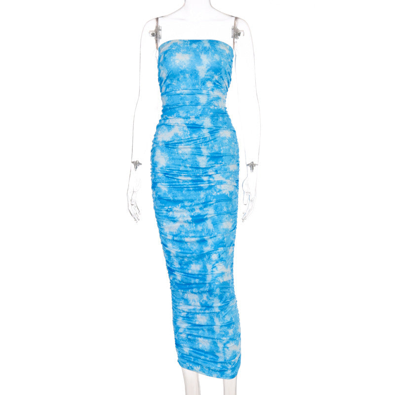 Bandeau Tie Dye Maternity For Babyshower Bodycon Maternity Dress