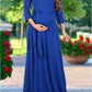 Seindeal Sashes V-neck Maxi Dress Maternity Baby Shower Fall Outfit for Banquet Elegant Party