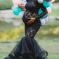 Seindeal Patchwork Lace Long Sleeve Pregnant Maxi Maternity Mermaid Dress for PhotoshootHalloween