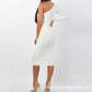 Oneshoulder Cascading Ruffle Sashes Bodycon Maternity Dress