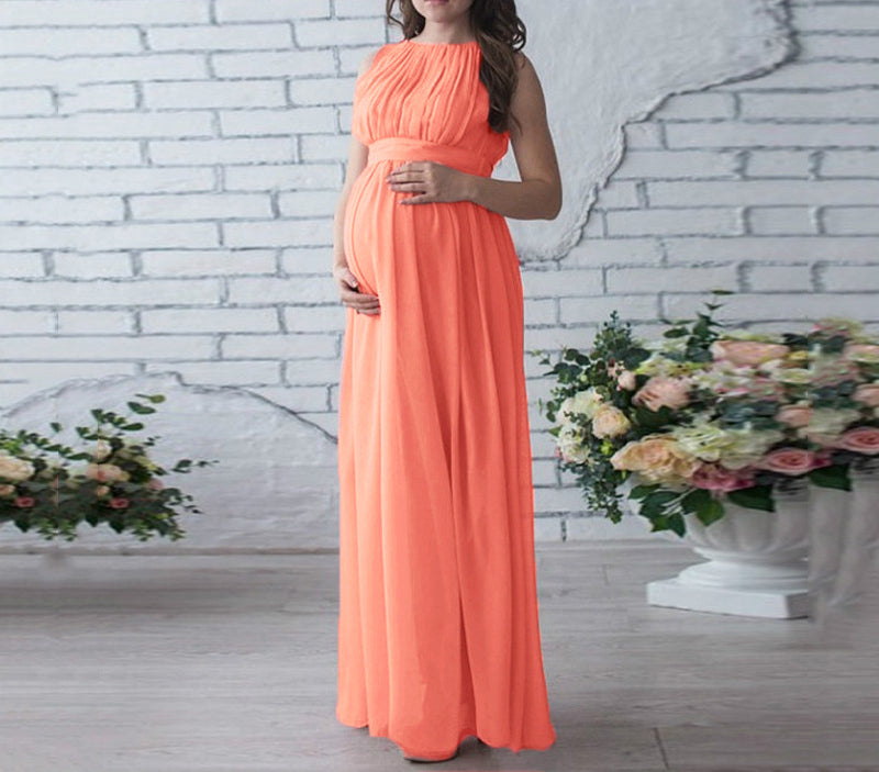 Seindeal Round Neck Panel Ruched Sleeveless Plus Size Maternity Dress for Baby Shower Blue Boy