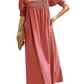 Seindeal Best Ruffle Off Shoulder Draped Boho Baby Shower Maternity Maxi Dress Pink Plain