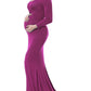 Seindeal Draped Off Shoulder Backless Multi Way Maxi Maternity Dress for Photoshoot