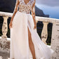 Lace Slit V Neck Long Sleeve Maxi Dresses Women Elegant Dress