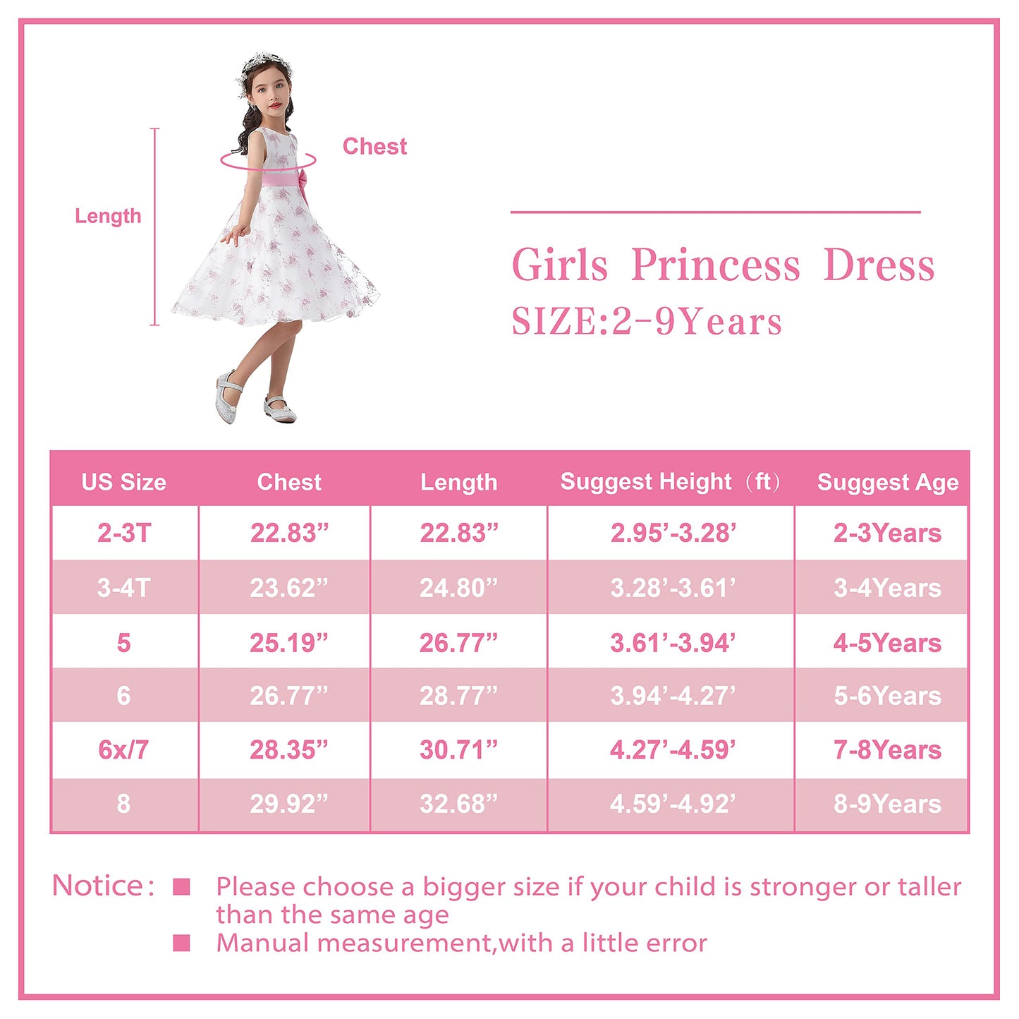 Girls Dress for Wedding Flower Sequin Gown Bowknot for Birthday Music Party 2-10Years