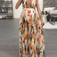 Flowers Backless Evening Party V-neck Sweet Maternity Maxi Dress