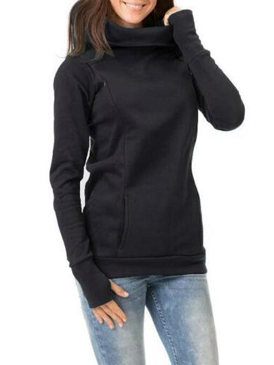 Seindeal Cowl Neck Hooded Breast-feeding Maternity Nursing Sweatershirt