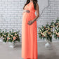 Seindeal Patchwork Lace Belt Elegant Maternity Maxi Dress for Wedding Guest White Halloween