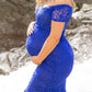 Seindeal Boho Pink Lace Plus Size Maternity Dress Cheap Pleated Bodycon Mermaid  Maxi Dress for Photoshoot