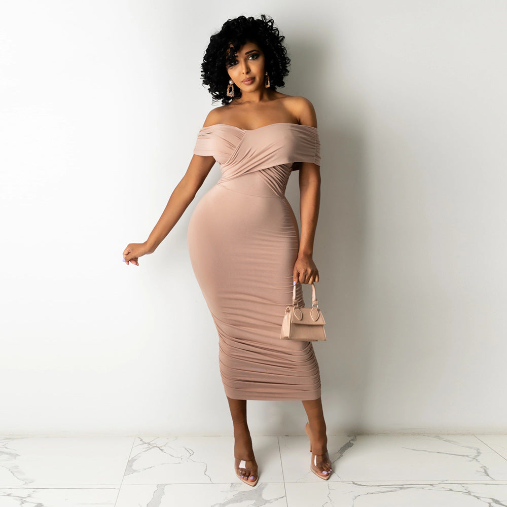 Off Shoulder Bodycon Cascading Ruffle Maternity Midi Dress