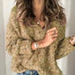 Patchwork V-neck Long Sleeve Crochet Oversized Casual Maternity Sweater