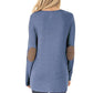 Seindeal Soild Buttons Round Neck Long Sleeve Casual T-Shirt