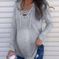 Solid Color Drawstring Lace Up Irregular Collar Long Sleeve Cute Maternity T-shirt
