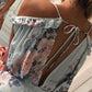 Seindeal Flowers Tie Back Halter One Piece Short Maternity Jumpsuit