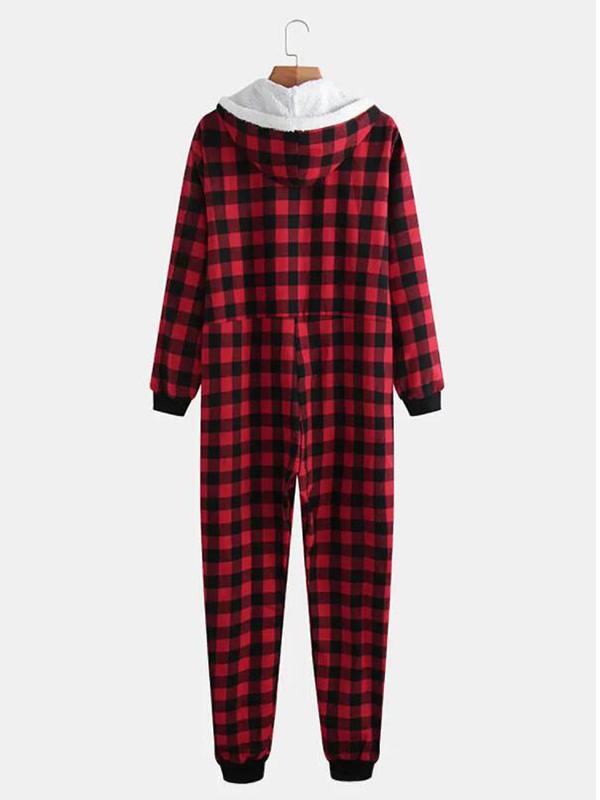 Buffalo Plaid Pockets Zipper Hoodie Long Sleeve Maternity Pajama Set