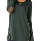 Seindeal Soild Buttons Round Neck Long Sleeve Casual T-Shirt
