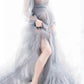 Seindeal Grenadine Sashes High Neck Lantern Sleeve Maternity Maxi Dress