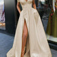 Backless Off Shoulder Side Slit Short Sleeve A-Line Maxi Dress Women's Fashion Evening Dress