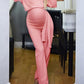 Seindeal Solid Wide Leg Palazzo Pants Belt One Piece Long Maternity Jumpsuit for Workwear