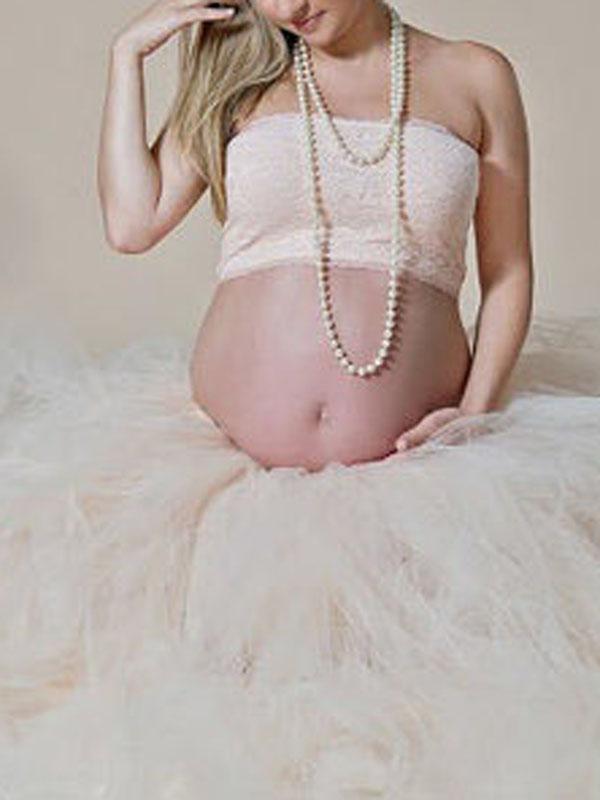 Seindeal Patchwork Grenadine Pleated Fluffy Puffy Tulle Long Tutu Skirt for Maternity Photoshoot