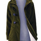 Solid Pockets Buttons Hooded Long Sleeve Plus Size Maternity Padded Coat
