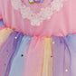Seindeal Unicorn Kids Dress Rainbow Tulle Princess Long Sleeve Pear Beaded for Birthday Party Casual Outfits Clothing 2-10 Years
