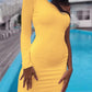 Solid Off Shoulder Bodycon Long Sleeve Maternity Fashion Mini Dress