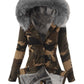 Camouflage Drawstring Hoodie Long Sleeve Fashion Maternity Fatigue Fur Coat