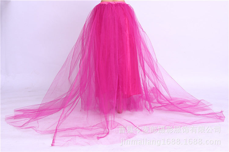 Seindeal Patchwork Grenadine Pleated Fluffy Puffy Tulle Maternity Skirt