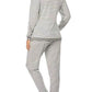 Striped Round Neck Long Sleeve Nursing Maternity Long Pajama Set