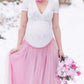 Seindeal Floral Lace Deep V-neck Bodysuit With Grenadine Tulle Long Skirt