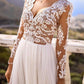 Lace Slit V Neck Long Sleeve Maxi Dresses Women Elegant Dress