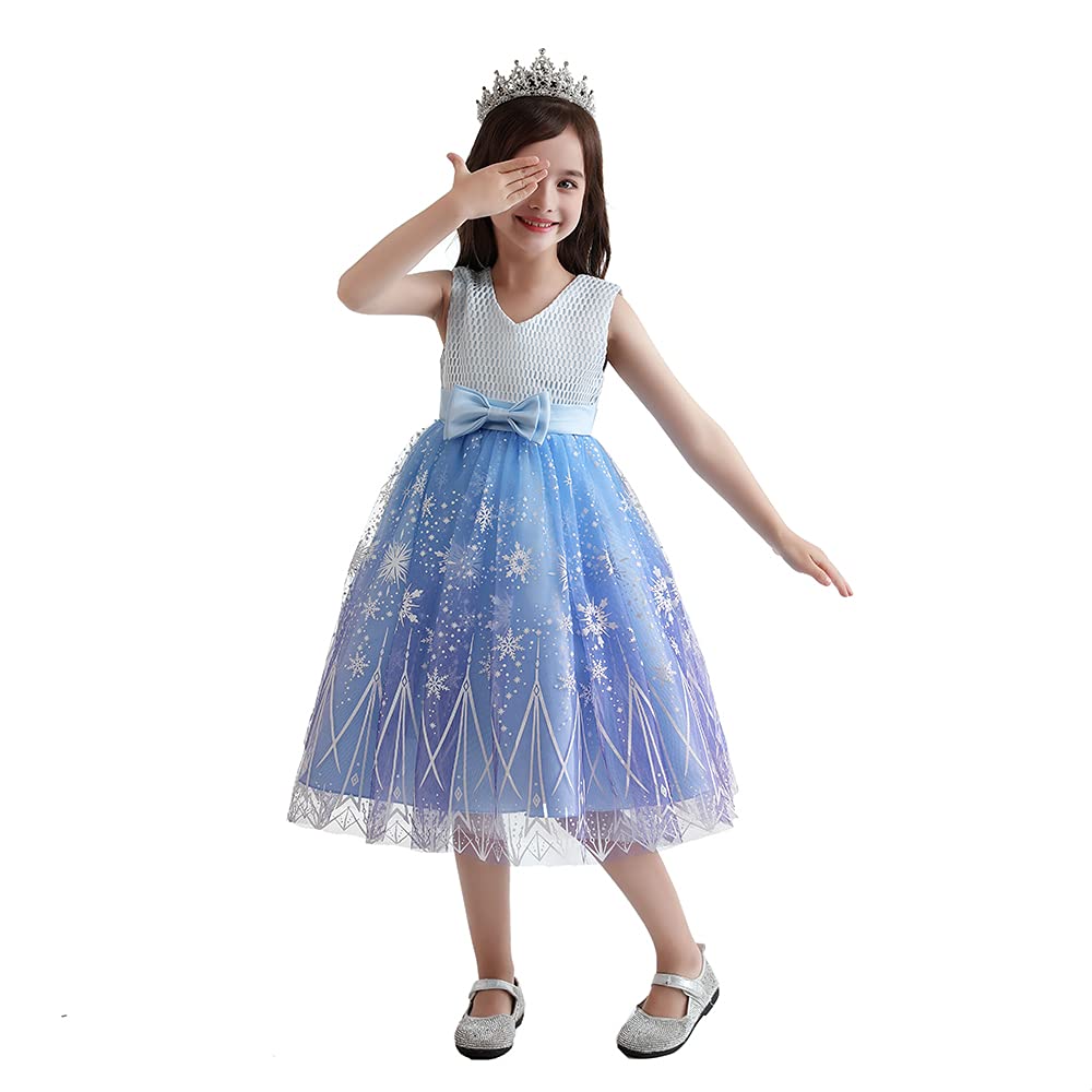 Seindeal Frozen Dress Up for Girls Anna Elsa Gown for 2-10T Pink Blue White Yellow