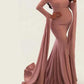 Solid Color Off Shoulder Bodycon Wavy Edge Babyshower Maternity Maxi Dress