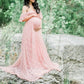 Seindeal Off Shoulder Lace for Baby Shower Maternity Maxi Dress